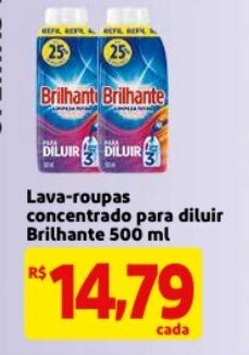 Mercado Extra Lava roupas concentrado para diluir Brilhante 500ml oferta