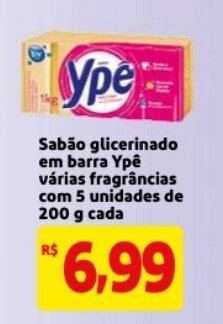 Mercado Extra Sabao glicerinado em barra Ype varias fragrancias com 5 unidades de 200g cada oferta