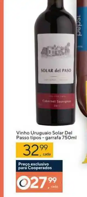 Coop Vinho Uruguaio Solar Del Passo Tipos 750ml oferta