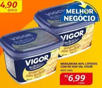 Assaí Atacadista Margarina 80% Lipídios com ou sem sal Vigor 500g oferta