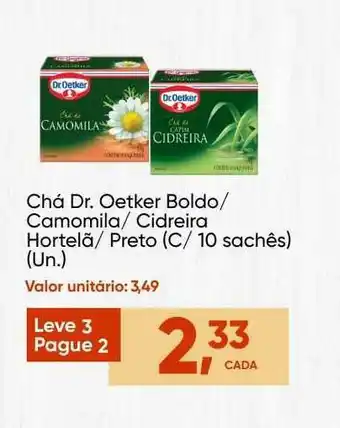 Chá Dr. Oetker Boldo Camomilla Cidreira Hortelã Preto Leve 3 Pague 2