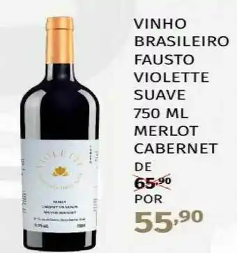 Super Nosso Vinho Brasileiro Fausto Violette Suave Merlot Cabernet 750ml oferta
