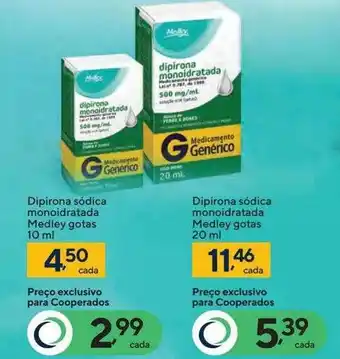 Drogaria Coop Dipirona sódica monoidratada medley gotas 10ml dipirona sódica monoidratada medley gotas 20ml oferta