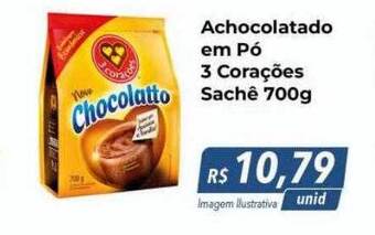 Hiper Moreira Achocolatado em pó 3 corações sachê oferta