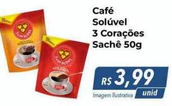 Hiper Moreira Café solúvel 3 corações sachê oferta