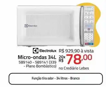 Lojas Lebes Micro-ondas 34l electrolux oferta