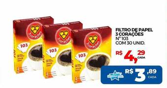 Supermercado Estrela Azul Filtro de papel 3 corações n°103 oferta