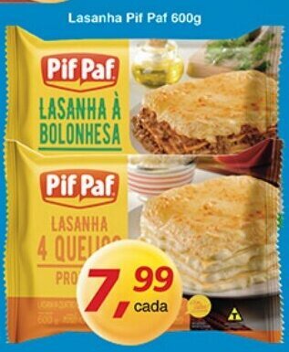 Supermercados Guanabara Lasanha Pif Paf 600g oferta