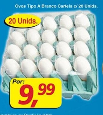 Ovos Tipo A Branco Cartela c/ 20 unids.