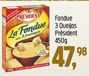 Supermercados Guanabara Fondue 3 Queijos President 450g oferta