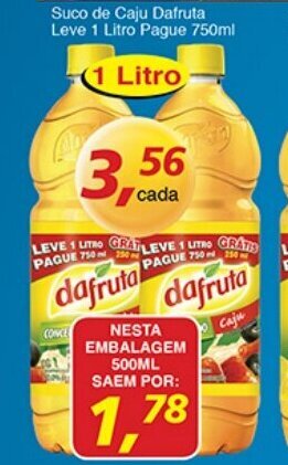Supermercados Guanabara Suco de Caju Dafruta leve 1L pague 750ml oferta