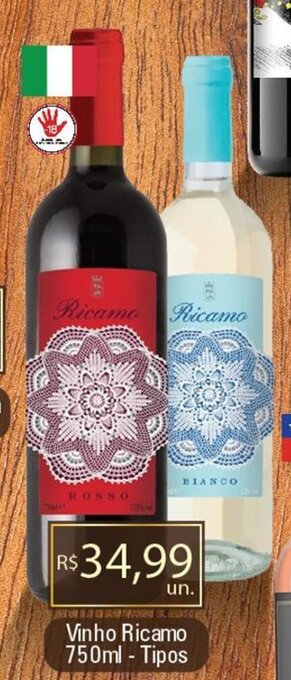 Supermercados Alvorada Vinho Ricamo 750ml tipos oferta