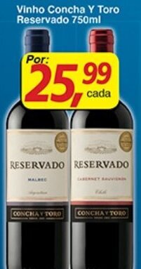 Supermercados Guanabara Vinho Concha y Toro Reservado 750ml oferta