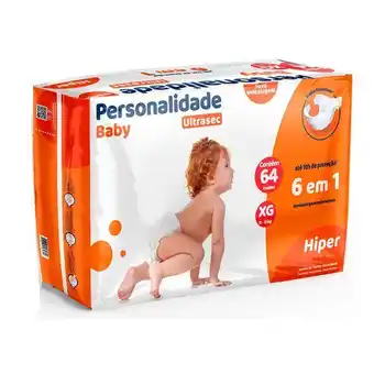 Supermercados Mateus Fralda descartável infantil personalidade baby ultrasec hiper xg 64 unidades oferta