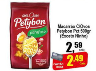 Higa's Supermercado Macarrao c/Ovos Petybon pct 500g oferta