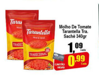 Higa's Supermercado Molho de Tomate Tarantella Trad. Sache 340g oferta