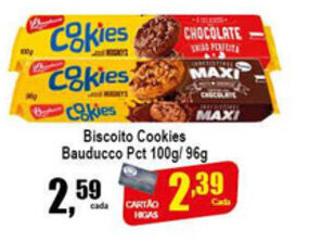 Higa's Supermercado Biscoito Cookies Bauducco pct 100g/96g oferta