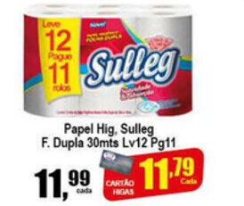 Higa's Supermercado Papel Hig. Sulleg Folha Dupla 30mts Lv12 Pg11 oferta