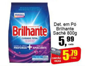Higa's Supermercado Det. em po Brilhante Sachet 800g oferta