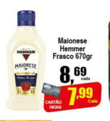Higa's Supermercado Maionese Hemmer Frasco 670g oferta