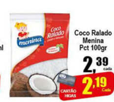 Higa's Supermercado Coco Ralado Menina pct 100g oferta