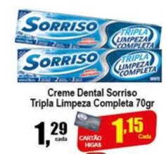 Creme dental Sorriso Tripla Limpeza Completa 70g