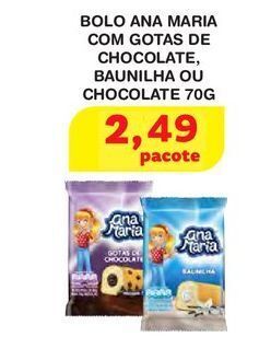 Roldão Bolo ana maria com gotas de chocolate, baunilha ou chocolate 70g oferta