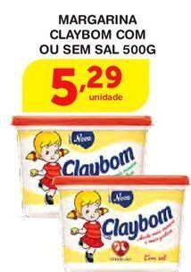 Roldão Margarina claybom com ou sem sal 500g oferta