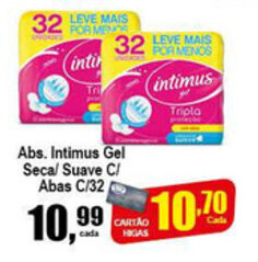 Higa's Supermercado Abs. Intimus Gel Seca/ Suave c/ Abas c/32 oferta