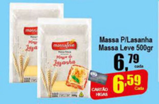 Massa p/ Lasanha Massa Leve 500g