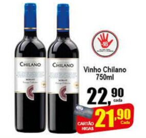Higa's Supermercado Vinho Chileno 750ml oferta