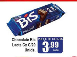 Higa's Supermercado Chocolate Bis Lacta cx c/20 Unids. oferta