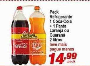 Ricoy Supermercados Pack refrigerante 1 coca-cola + 1 fanta laranja ou guaraná oferta