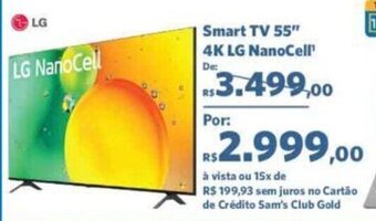 Sam's Club Smart Tv 55" 4K LG Nanocell oferta