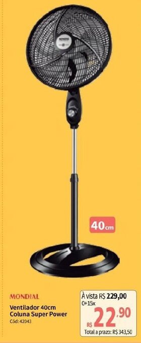 Deltasul Mondial ventilador 40cm Coluna Super Power oferta