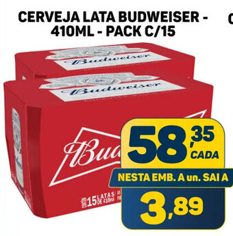 Dom Atacadista Cerveja Lata Budweiser 410ml pack c/15 oferta