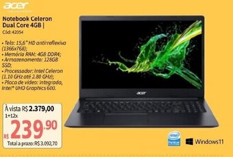 Deltasul Acer Notebook Celeron Dual Core 4gb oferta