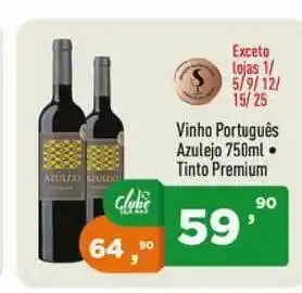 Supermercados Pague Menos Vinho Português Azulejo Tinto Premium 750ml oferta