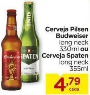 Carrefour Cerveja Pilsen Budweiser long neck 330ml ou Cerveja Spaten Long Neck 355ml oferta