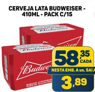 Dom Atacadista Cerveja Lata Budweiser 410ml pack c/15 oferta