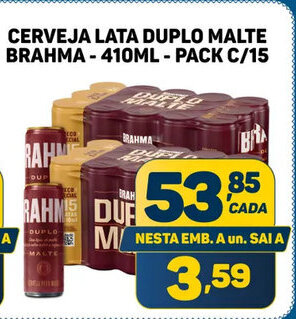 Dom Atacadista Cerveja Lata Duplo Malte Brahma 410ml pack c/15 oferta