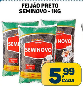 Dom Atacadista Feijão Preto Seminovo 1kg oferta