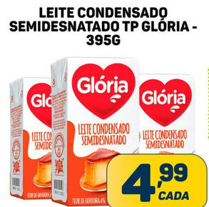 Dom Atacadista Leite Condensado Semidesnatado Tp Glória 395g oferta
