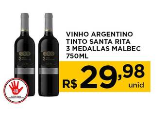 Carone Vinho argentino tinto santa rita 3 medallas malbec oferta