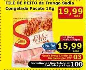 File de peito de frango sadia congelado pacote
