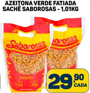 Dom Atacadista Azeitona Verde Fatiada Sachê Saborosas 1.01kg oferta