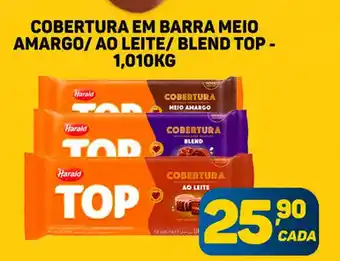 Dom Atacadista Cobertura em Barra Meio Amargo/ Ao Leite/ Blend Top 1.010kg oferta