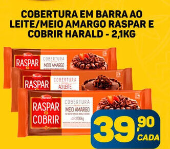 Dom Atacadista Cobertura em Barra ao Leite/ Meio Amargo Raspar E Cobrir Harald 2.1kg oferta