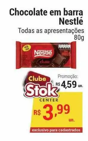 Stok Center Chocolate em barra nestlé oferta
