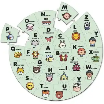 Quebra-cabeça alfabeto caracol brinquedo educativo - babebi